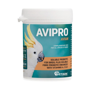 Vetark Avipro Avian ; Prebiotic and Probiotic For All Bird Species ; Supports Digestive Health and Stress ; Easy to give ; 100g powder